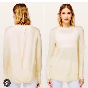 Lululemon still at ease ivory pullover angel wings back